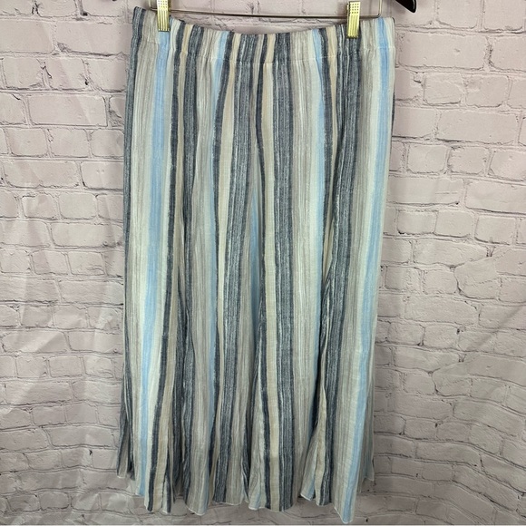 Zac & Rachel Striped Maxi Skirt Blue Gray taupe sz XL beach travel - Picture 1 of 6